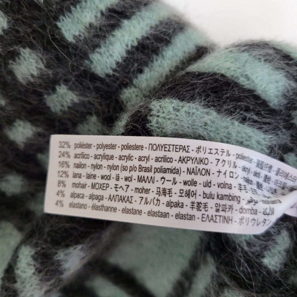 ZARA wool mohair sweater NWT green black S ruffle shoulder soft - Picture 13 of 13